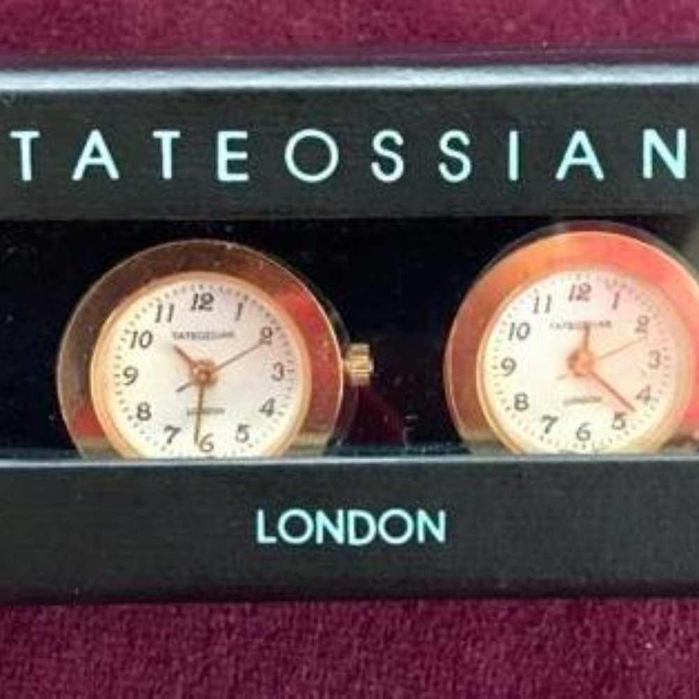 Tateossian Gold Plated London Clock Cufflinks